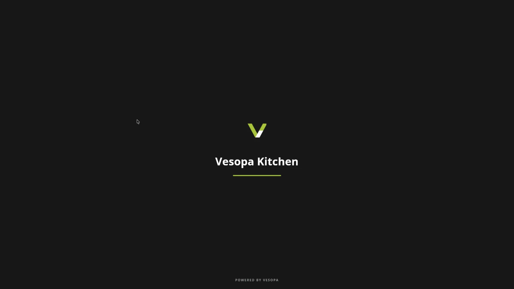 The Vesopa Kitchen loading screen as the display pairs with the till.